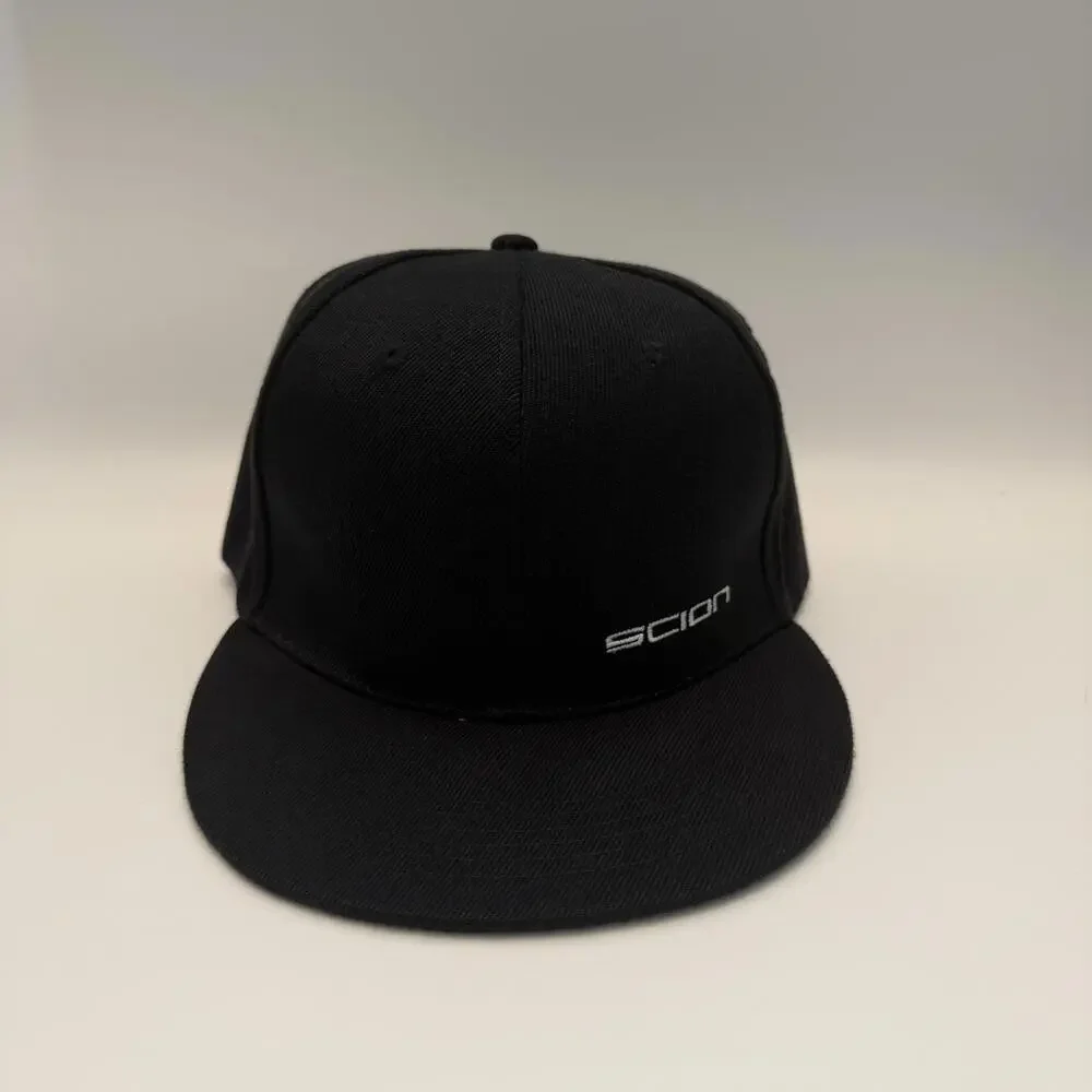 Scion Racing Logo Black Acrylic Cotton Snapback Hat Mens OSFM Flat Brim Cap‎